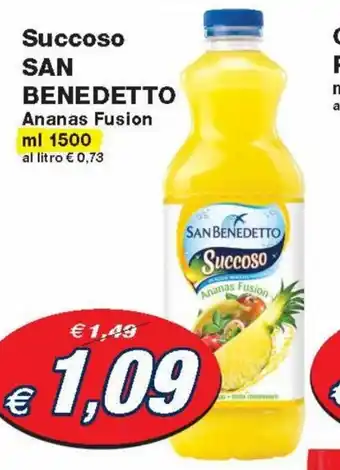 Prix Quality San Benedetto Succoso Ananas Fusion 1500 ml al litro offerta
