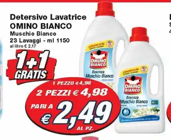 Prix Quality Detersivo Lavatrice Omino Bianco Muschio Bianco 23 Lavaggi 1150 ml offerta