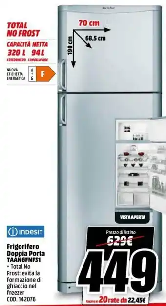 MediaWorld Indesit Frigorifero Doppia Porta TAAN6FNS1 offerta