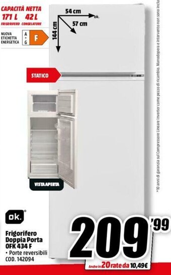 Ok. Frigorifero Doppia Porta OFK 434 F