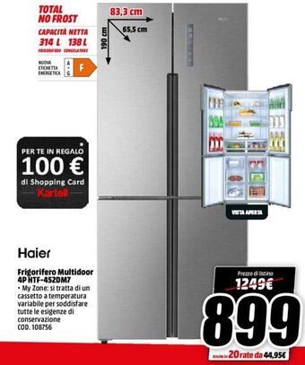 MediaWorld Haier Frigorifero Multidoor 4P HTF-452DM7 offerta
