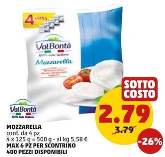 PENNY Mozzarella conf. da 4 pz 500 g offerta