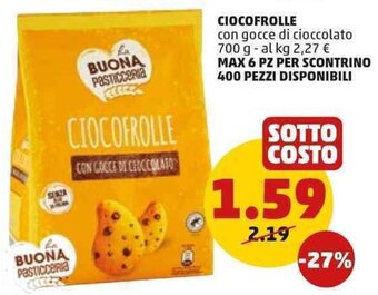 PENNY Ciocofrolle con gocce di cioccolato 700 g offerta
