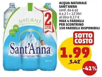 PENNY Sant'Anna Acqua Naturale conf. da 6 pz 12 litri offerta