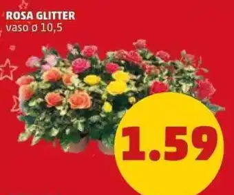PENNY Rosa Glitter vaso ø 10,5 offerta