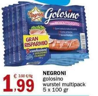 Crai Negroni golosino wurstel multipack 5 x 100 gr offerta
