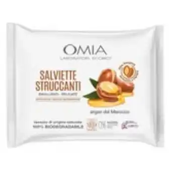 Omia salviette struccanti viso occhi labbra all'olio d'argan del marocco 20 pezzi