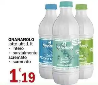 Crai Granarolo latte uht 1 lt intero, parzialmente scremato, scremato offerta