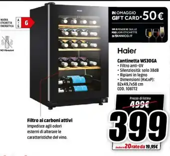MediaWorld Haier Cantinetta WS30GA offerta