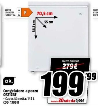 MediaWorld ok. Congelatore a pozzo OFZ124F offerta