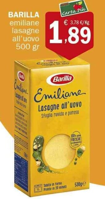 Crai Barilla emiliane lasagne all'uovo 500 gr offerta