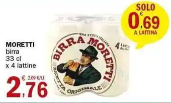 Crai Moretti birra 33 cl x 4 lattine offerta