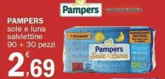 Crai Pampers sole e luna salviettine 90 + 30 pezzi offerta