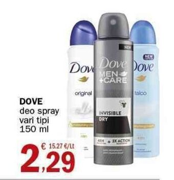 Crai Dove deo spray vari tipi 150 ml offerta