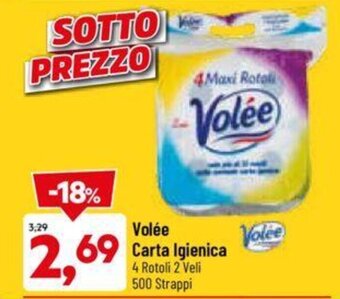 DPiù Volée Carta Igienica 4 Rotoli 2 Veli 500 Strappi offerta