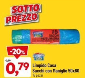 DPiù Limpido Casa Sacchi con Maniglie 50x60 15 pezzi offerta