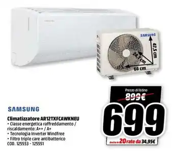 MediaWorld Samsung Climatizzatore AR12TXFCAWKNEU offerta