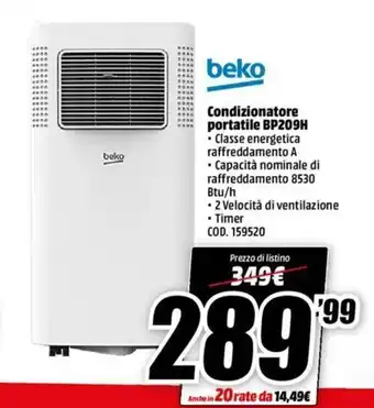MediaWorld beko Condizionatore portatile BP209H offerta