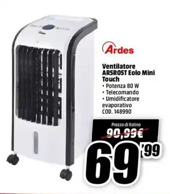 MediaWorld Ardes Ventilatore AR5ROST Eolo Mini Touch offerta