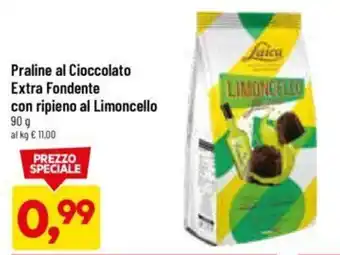 DPiù Praline al Cioccolato Extra Fondente con ripieno al Limoncello 90 g offerta