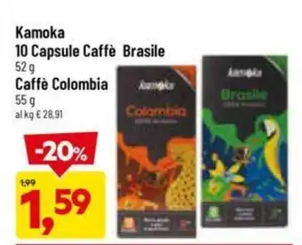 DPiù Kamoka 10 Capsule Caffè Brasile 52 g / Caffè Colombia 55 g offerta