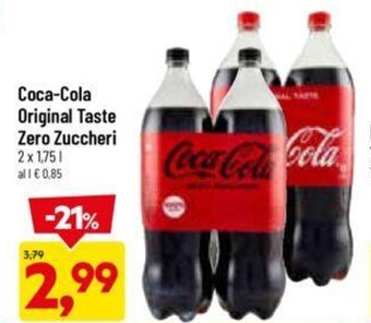 DPiù Coca-Cola Original Taste Zero Zuccheri 2 x 1,75 l offerta