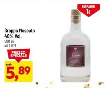 DPiù Grappa Moscato 40% Vol. 500 ml offerta