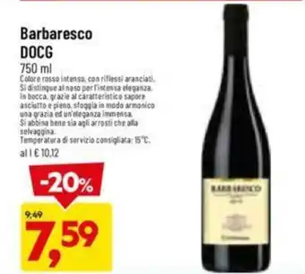 DPiù Barbaresco DOCG 750 ml offerta