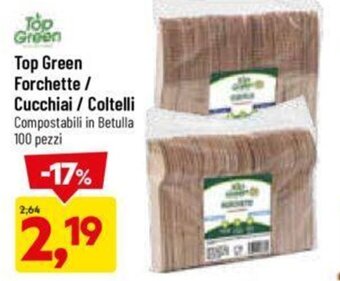 DPiù Top Green Forchette / Cucchiai / Coltelli Compostabili in Betulla 100 pezzi offerta