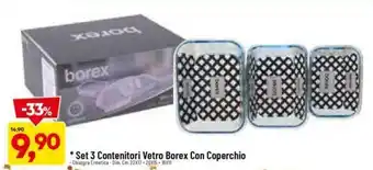 DPiù Set 3 Contenitori Vetro Borex Con Coperchio offerta