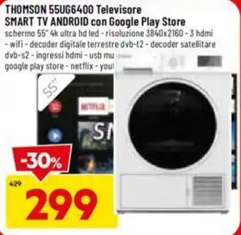DPiù Thomson 55UG6400 Televisore Smart TV Android con Google Play Store offerta