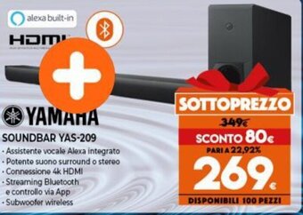Expert Yamaha Soundbar YAS-209 offerta