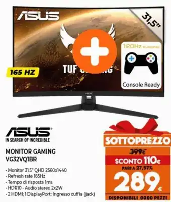 Expert Asus Monitor Gaming VG32VQ1BR offerta
