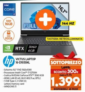 Expert HP Victus Laptop 16-D1035NL offerta