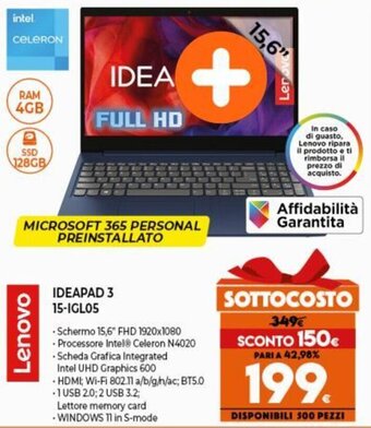 Expert Lenovo Ideapad 3 15-IGL05 offerta