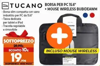 Expert Tucano Borsa per PC 15.6" + Mouse Wireless Bubideawm offerta
