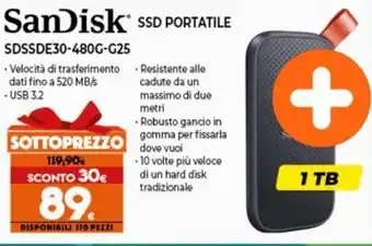 Expert SanDisk SSD Portatile SDSSDE30-480G-G25 offerta