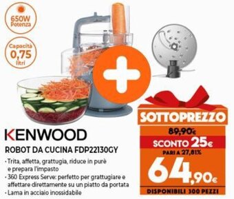 Expert Kenwood Robot da Cucina FDP22130GY offerta