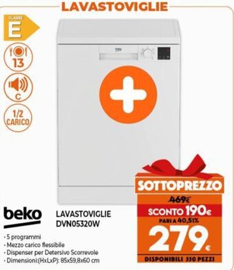 Expert beko Lavastoviglie DVN05320W offerta