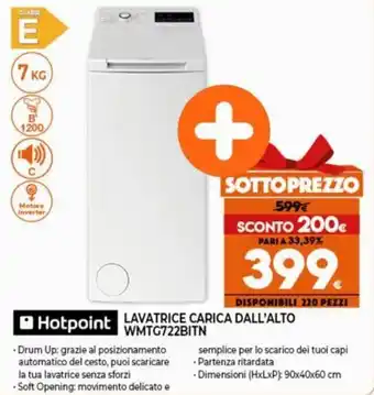 Expert Hotpoint Lavatrice Carica Dall'Alto WMTG722BITN offerta