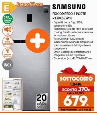 Expert Samsung Frigorifero 2 Porte RT38K553PS9 offerta