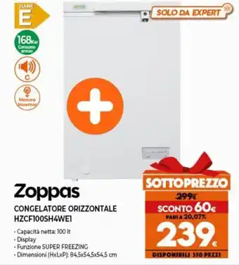 Expert Zoppas Congelatore Orizzontale HZCF100SH4WE1 offerta