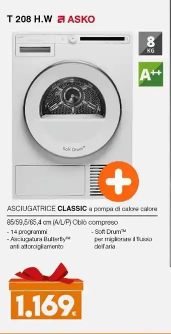 Expert Asko T 208 H.W Asciugatrice Classic a pompa di calore calore offerta