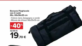Carrefour Market Borsone pieghevole con 3 ruote mis. 69x36x35 cm offerta