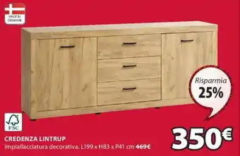 JYSK Credenza Lintrup L199xH83xP41 cm offerta
