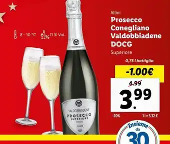 Lidl Prosecco conegliano valdobbiadene docg offerta