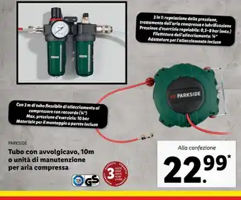Lidl Tubo con avvolgicavo 10m o unità di manutenzione per aria compressa offerta