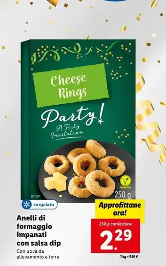 Lidl Anelli di formaggio impanati con salsa dip offerta