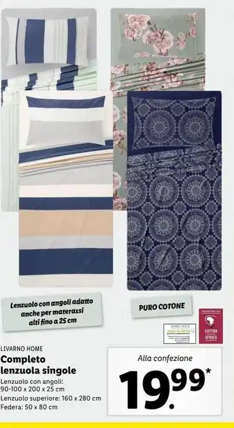 Lidl Completo lunzuola singole offerta