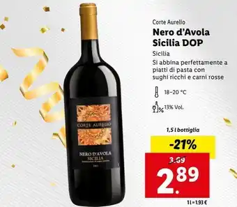 Lidl Nero d'avola sicilia dop offerta